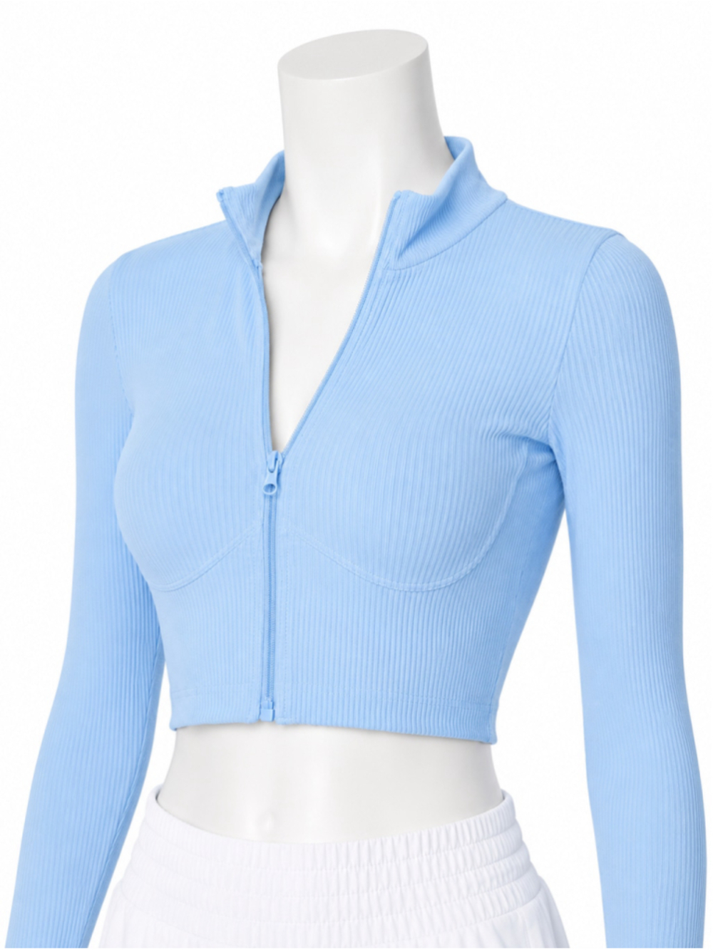 Forever 21 Active Powder Blue Cropped Zip-Up Jacket – Size M - Picture 4 of 7